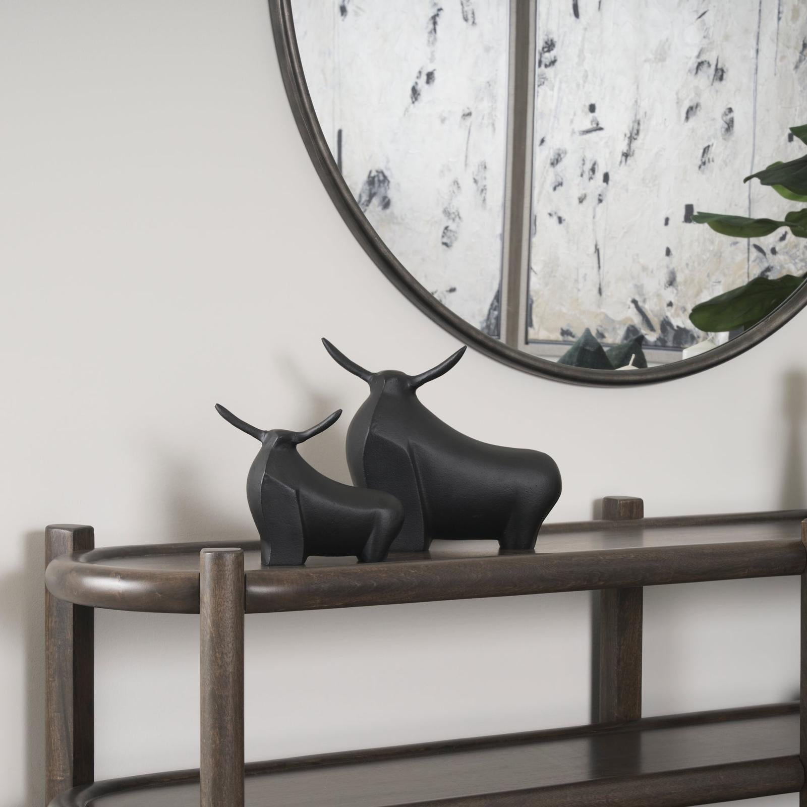Mercana Radu Matte Black Metal Bull Decorative Object