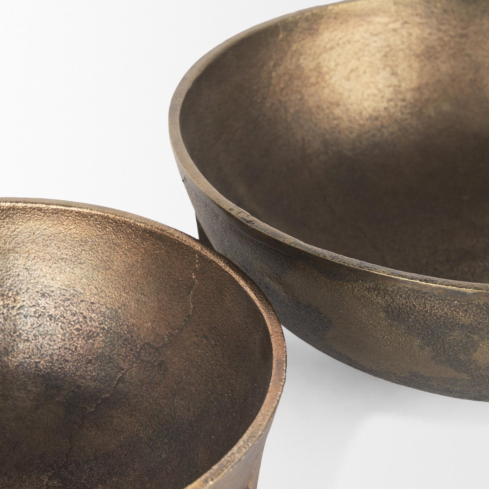 Mercana Quita Large Gold Metal Decorative Bowls - Set of 2