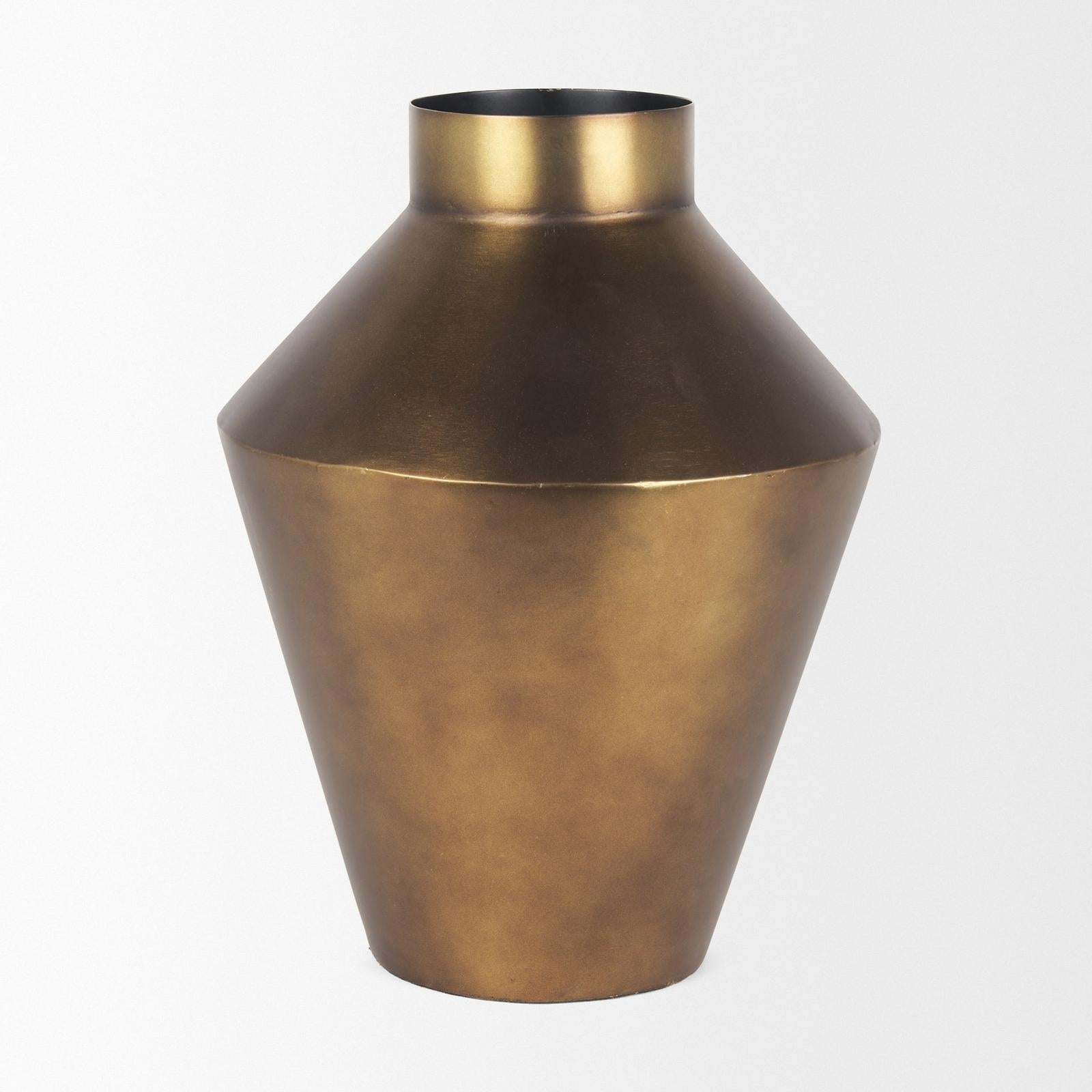 Mercana Perrin Brushed Gold Metal Decorative Vase