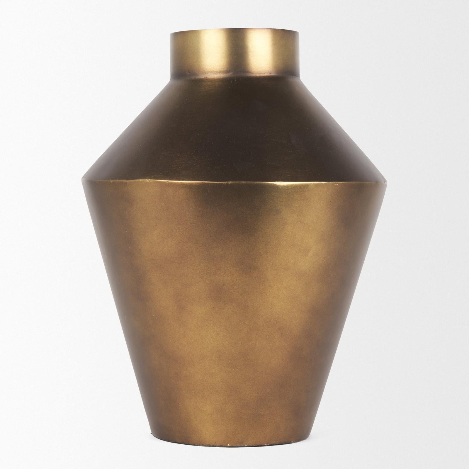 Mercana Perrin Brushed Gold Metal Decorative Vase