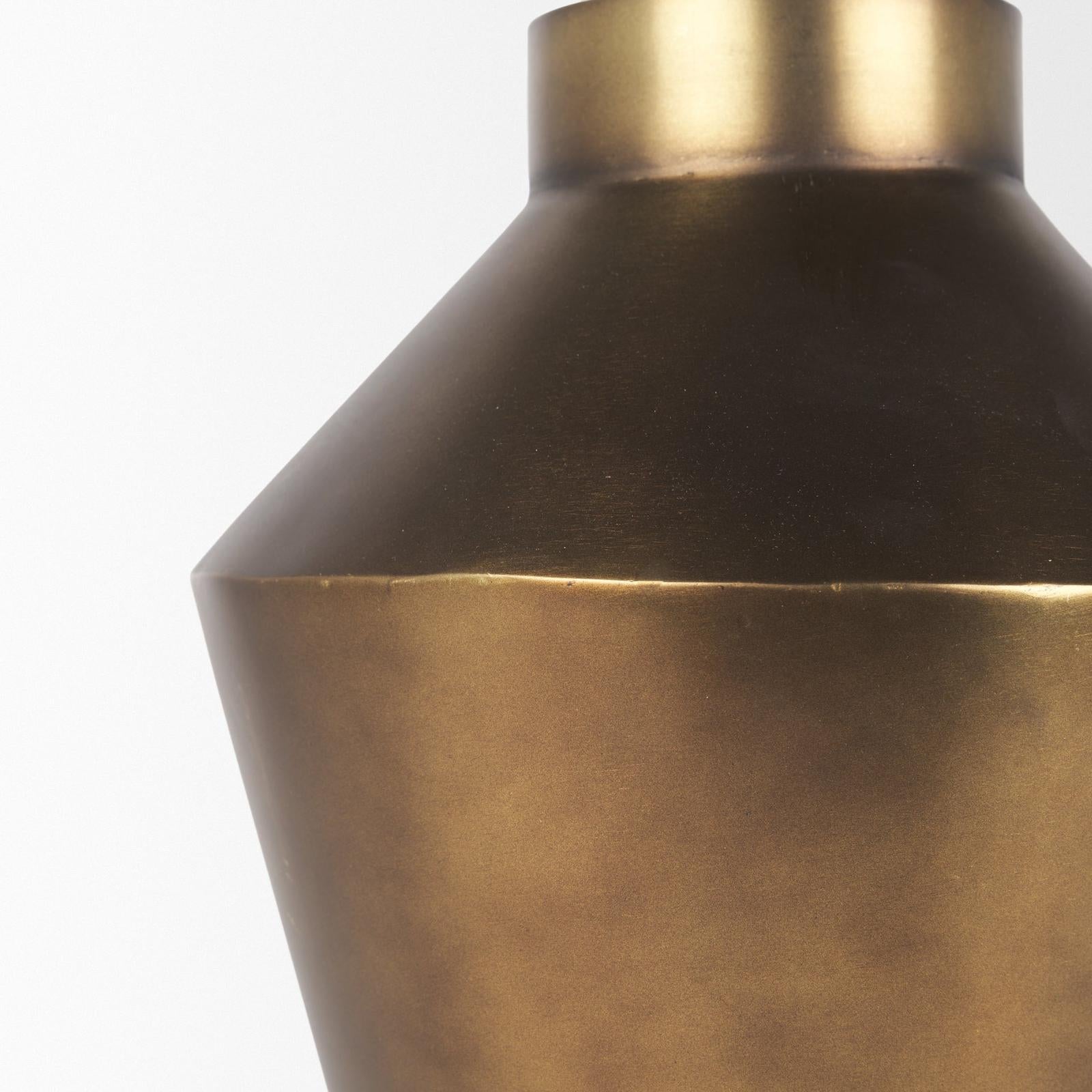 Mercana Perrin Brushed Gold Metal Decorative Vase
