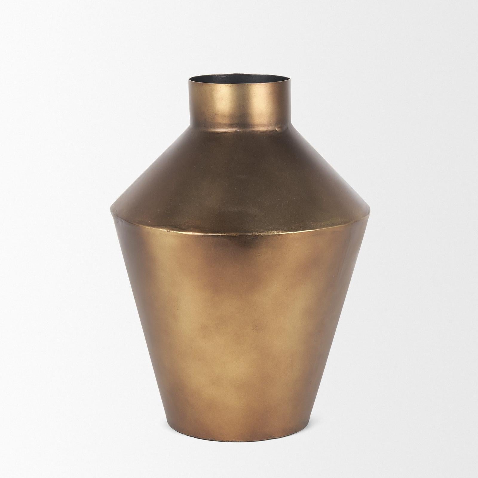Mercana Perrin Brushed Gold Metal Decorative Vase