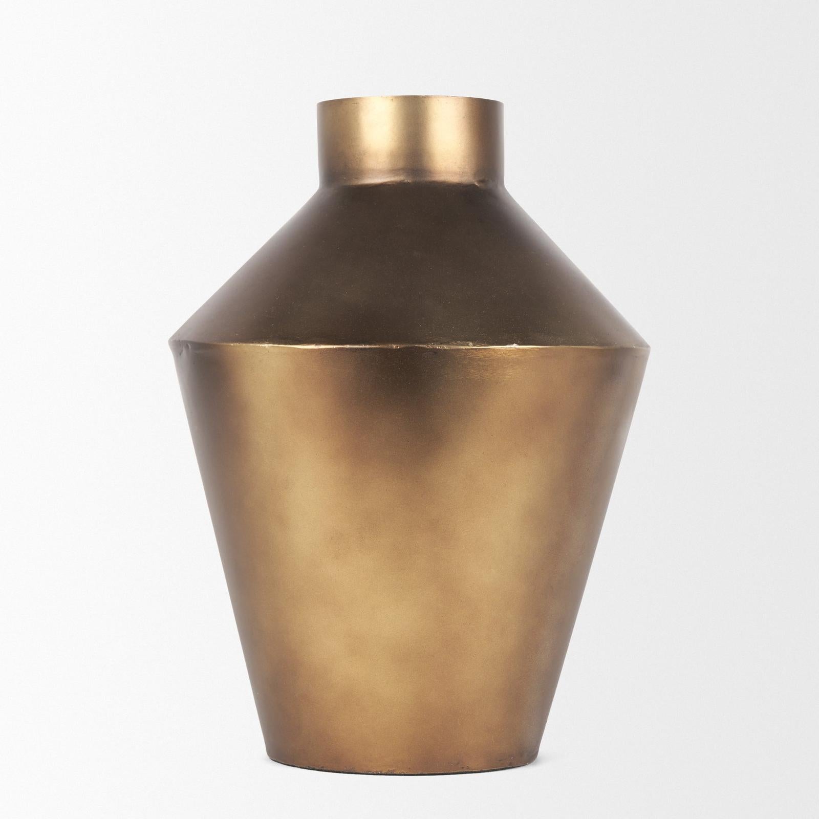 Mercana Perrin Brushed Gold Metal Decorative Vase