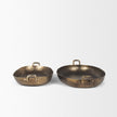 Mercana Pama Hammered Gold Metal Decorative Trays - Set of 2