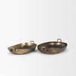 Mercana Pama Hammered Gold Metal Decorative Trays - Set of 2