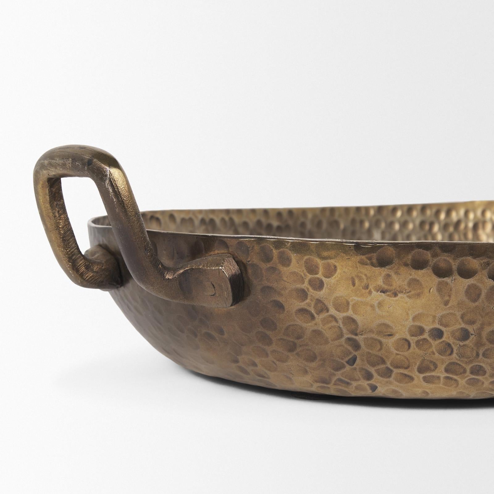 Mercana Pama Hammered Gold Metal Decorative Trays - Set of 2