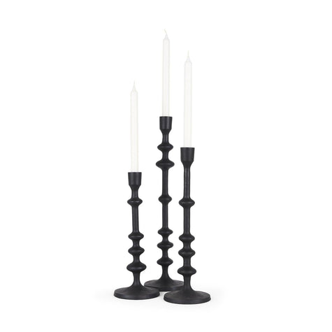 Mercana Paolo Matte Black Metal Candle Holder-Set of 3