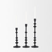 Mercana Paolo Matte Black Metal Candle Holder-Set of 3
