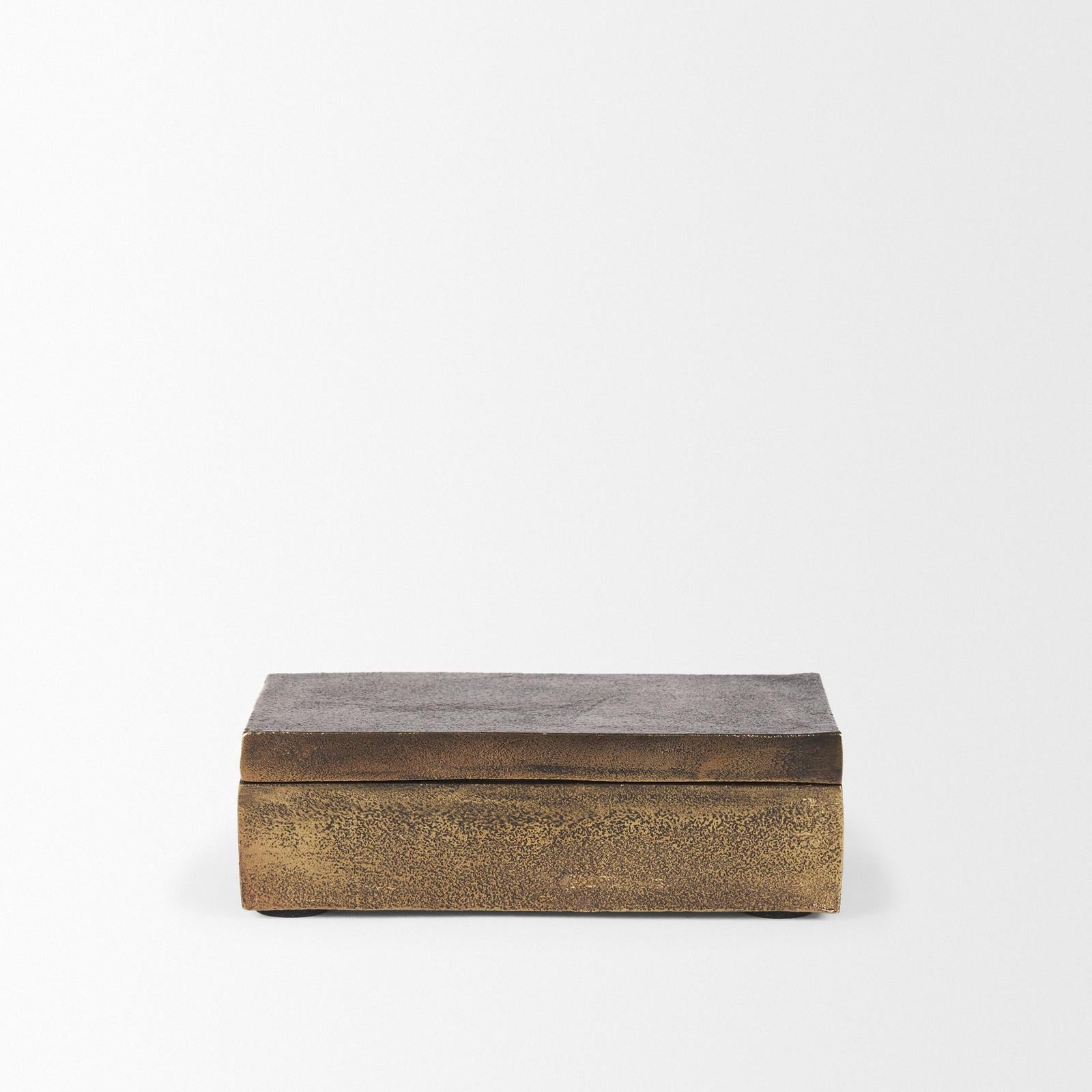 Mercana Porschia Antiqued Gold Metal Decorative Box