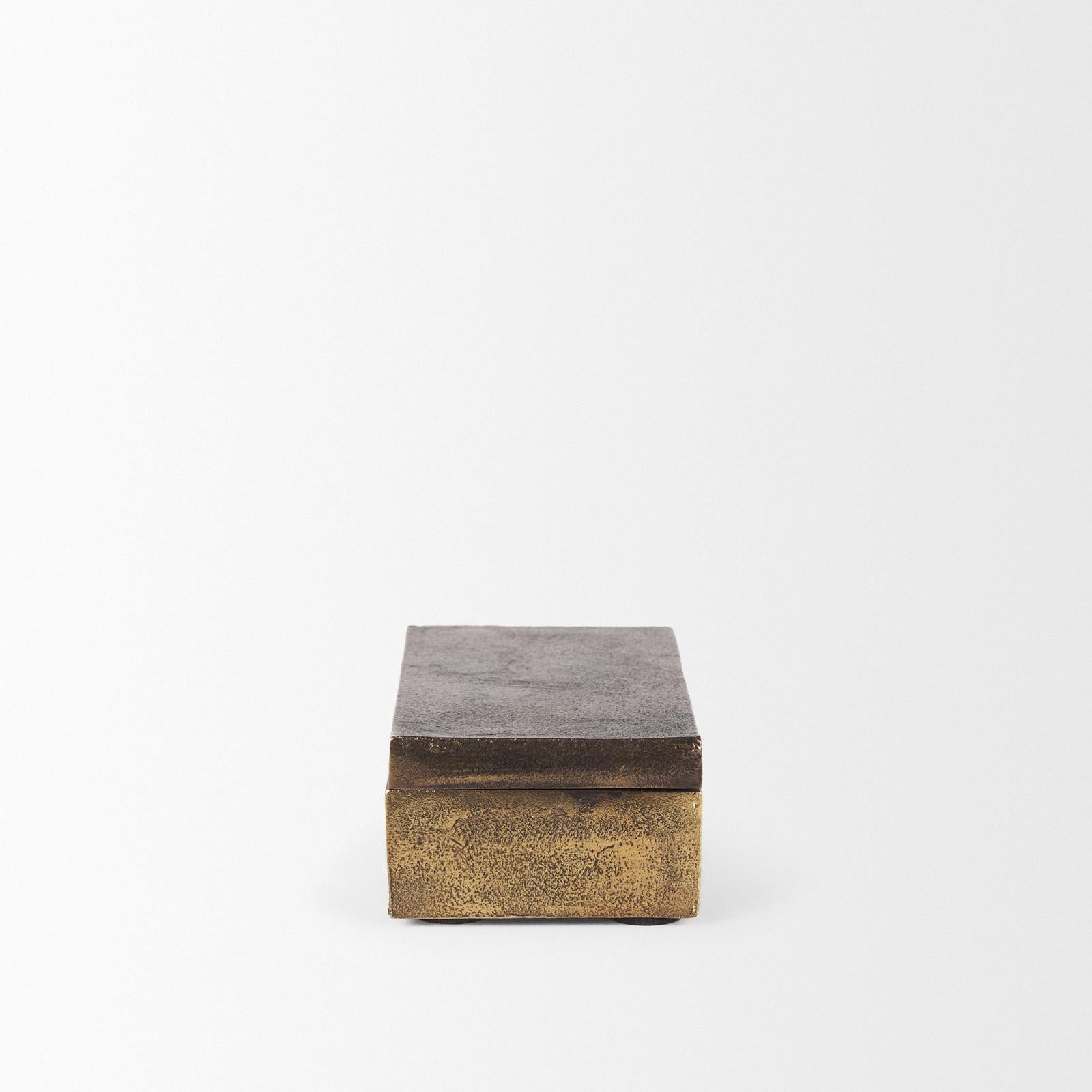 Mercana Porschia Antiqued Gold Metal Decorative Box