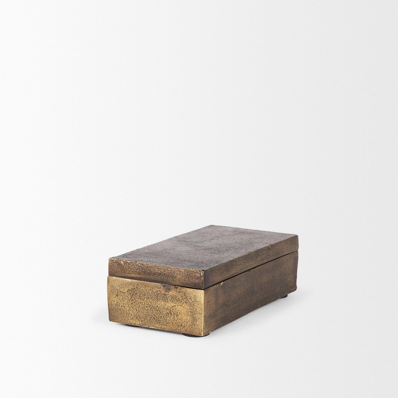 Mercana Porschia Antiqued Gold Metal Decorative Box