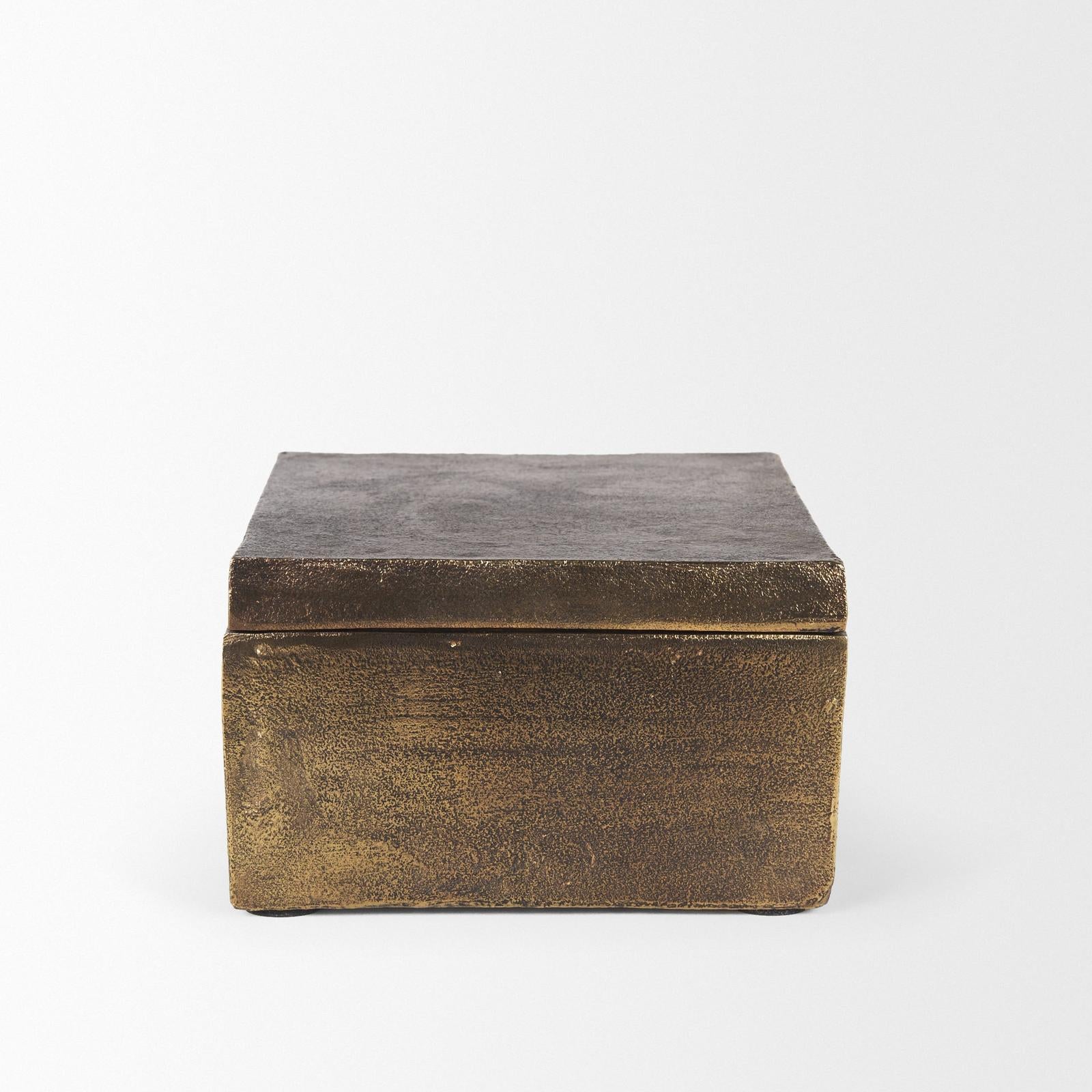 Mercana Porschia Antiqued Gold Metal Decorative Box