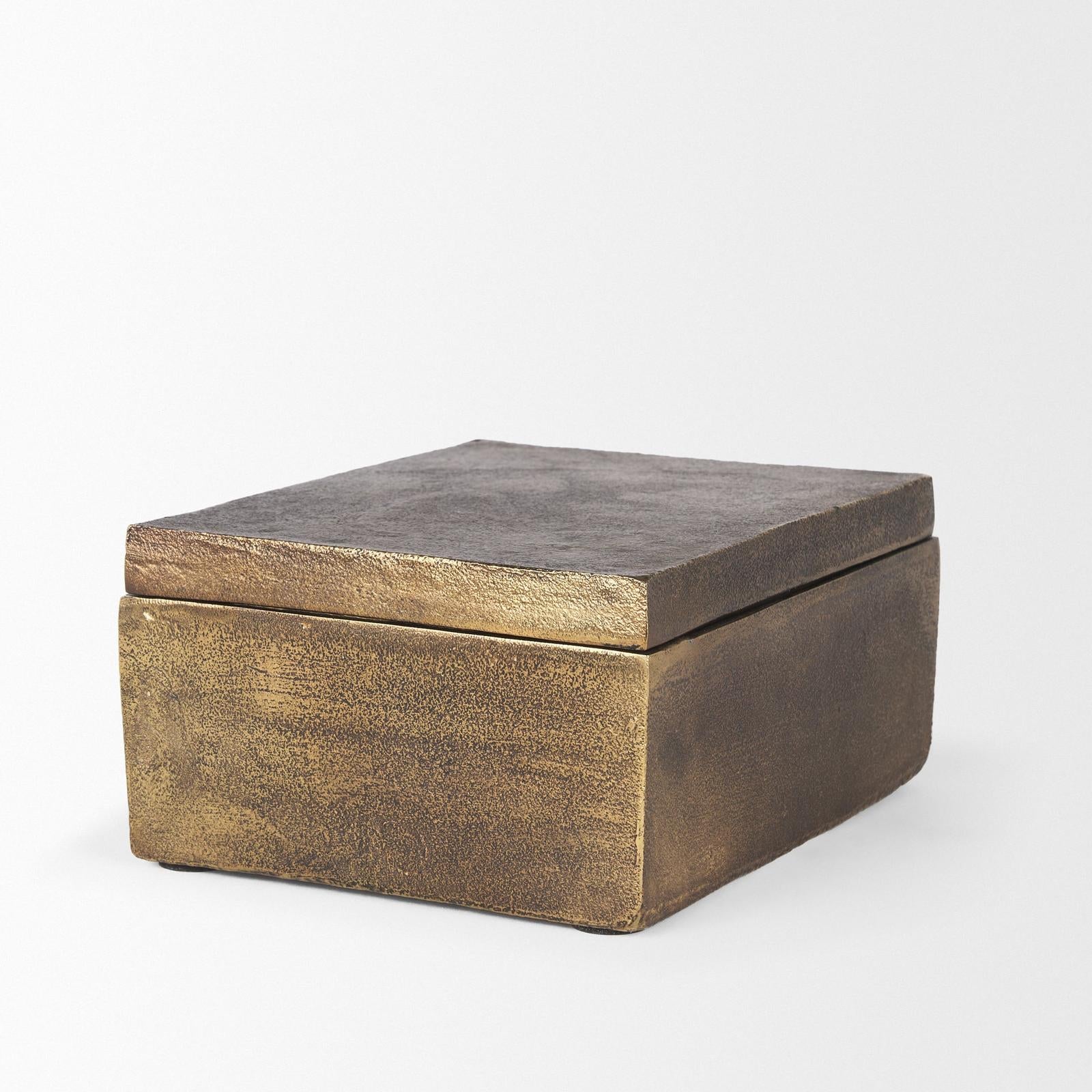 Mercana Porschia Antiqued Gold Metal Decorative Box
