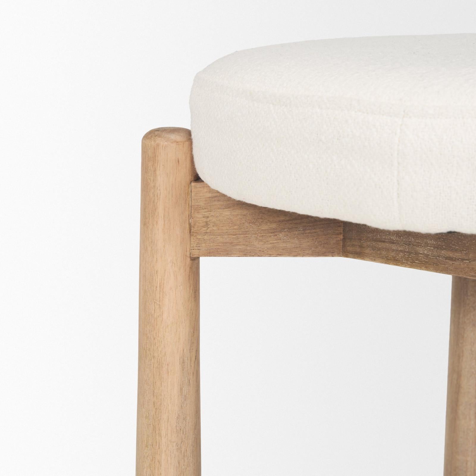 Mercana Shaiden Brown Wood w/ Cream Fabric Stool