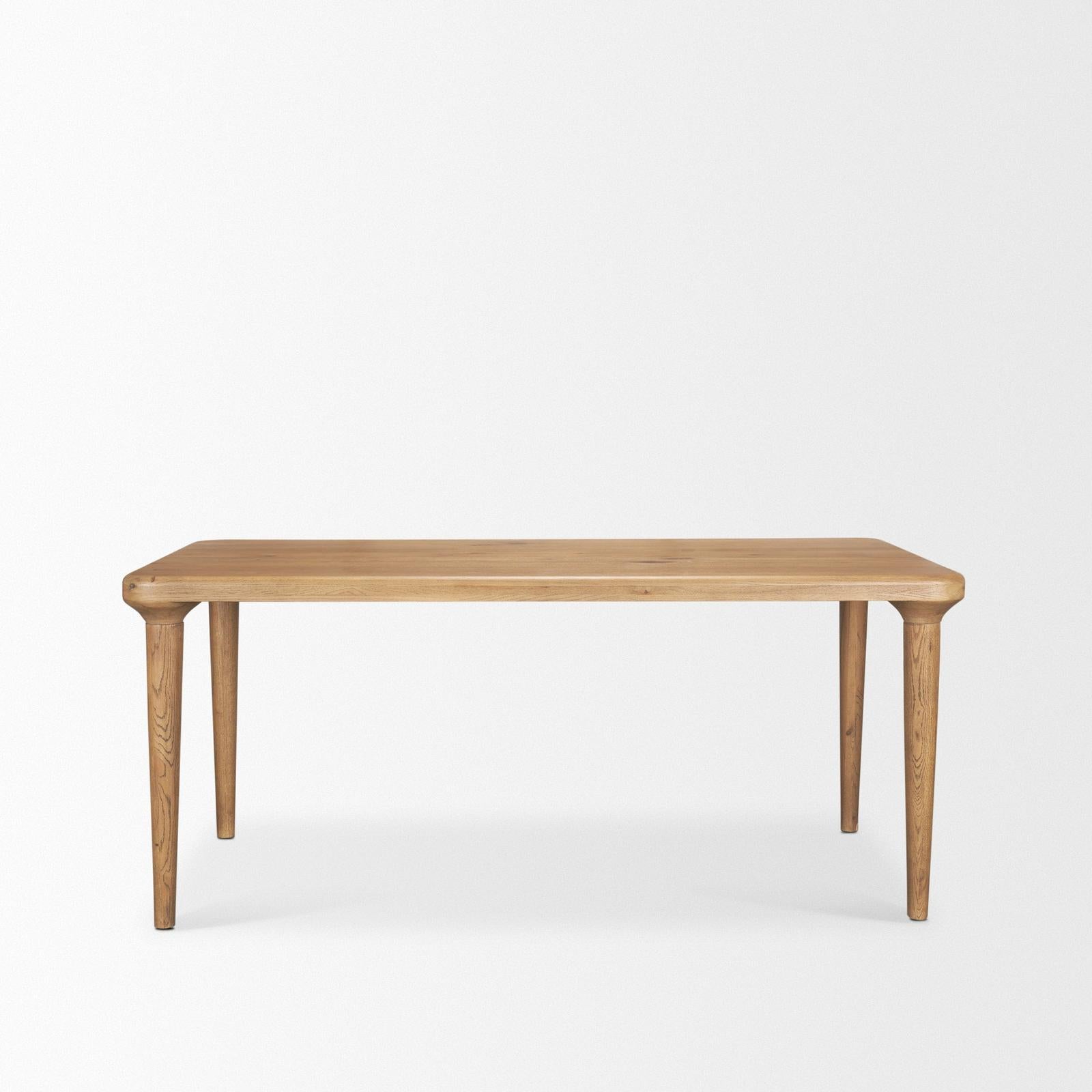 Mercana Suvan Light Brown Rectangular Oak Wood Dining Table