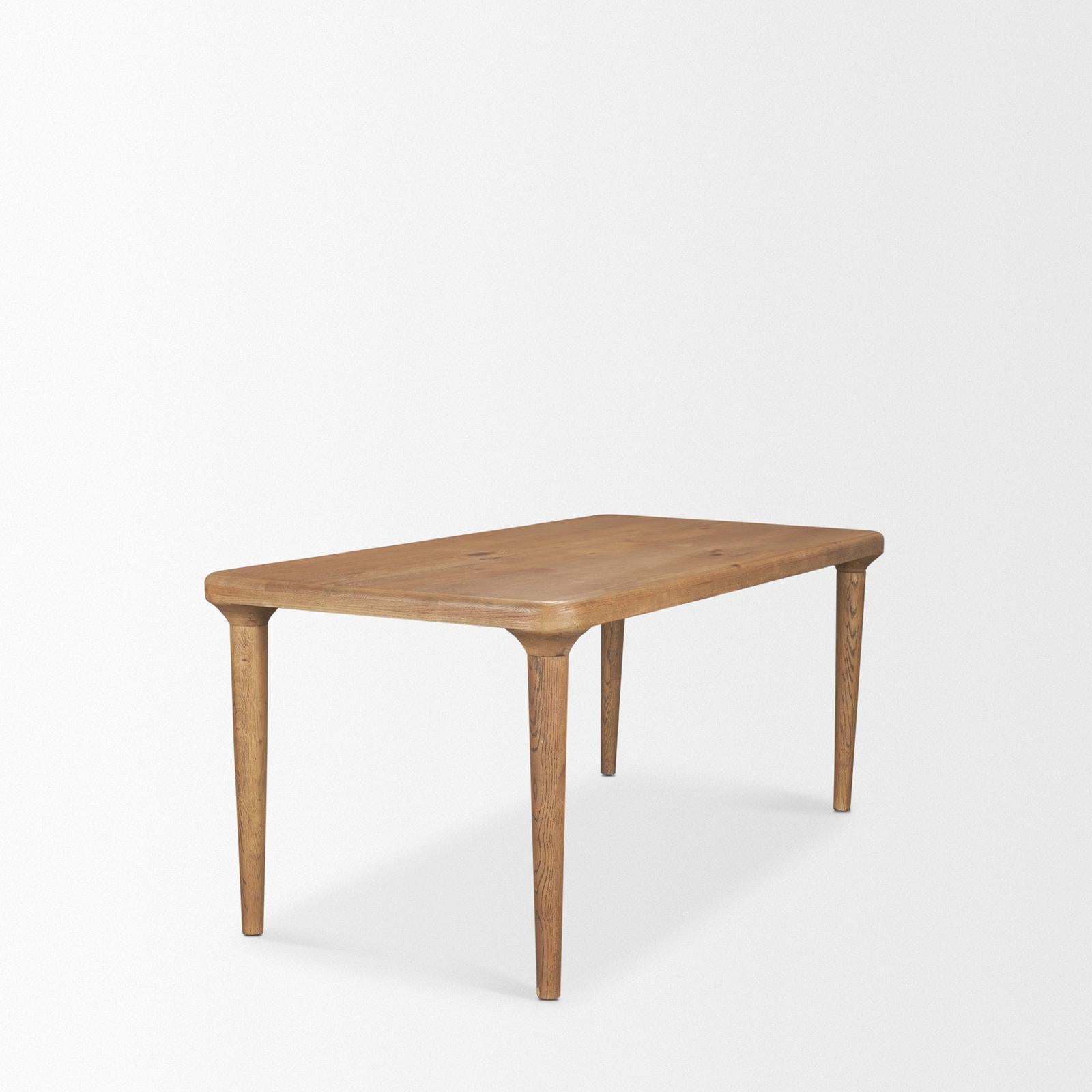 Mercana Suvan Light Brown Rectangular Oak Wood Dining Table