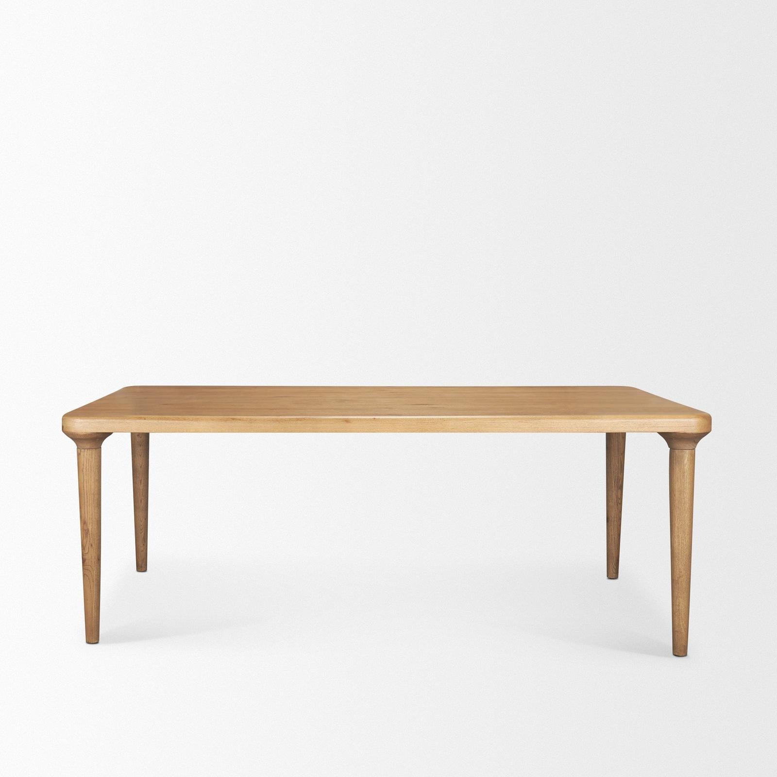 Mercana Suvan Light Brown Rectangular Oak Wood Dining Table