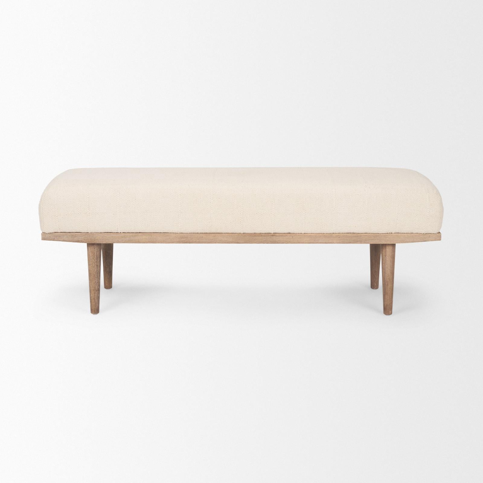 Mercana Shae Brown Wood w/ Oatmeal Fabric Bench