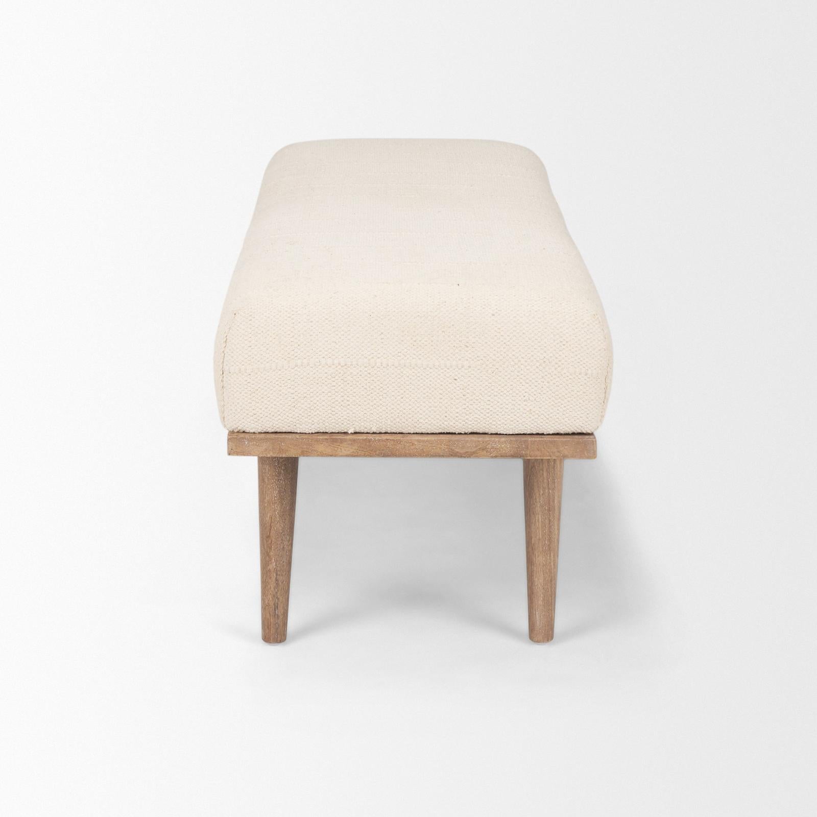 Mercana Shae Brown Wood w/ Oatmeal Fabric Bench
