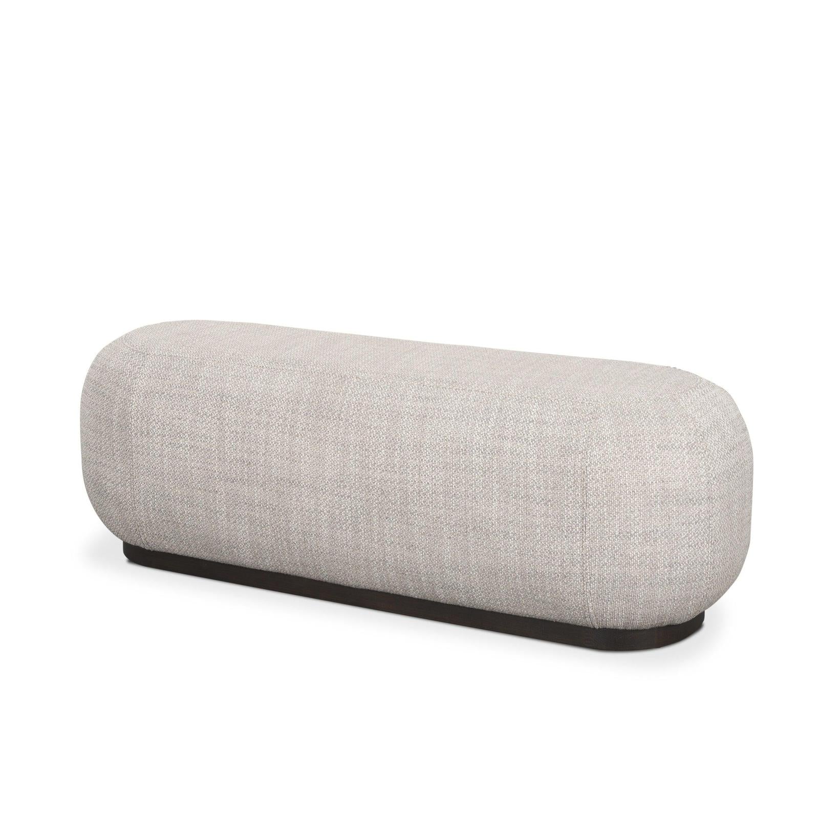 Mercana Siren Gray Fabric w/ Dark Brown Wood Oblong Bench