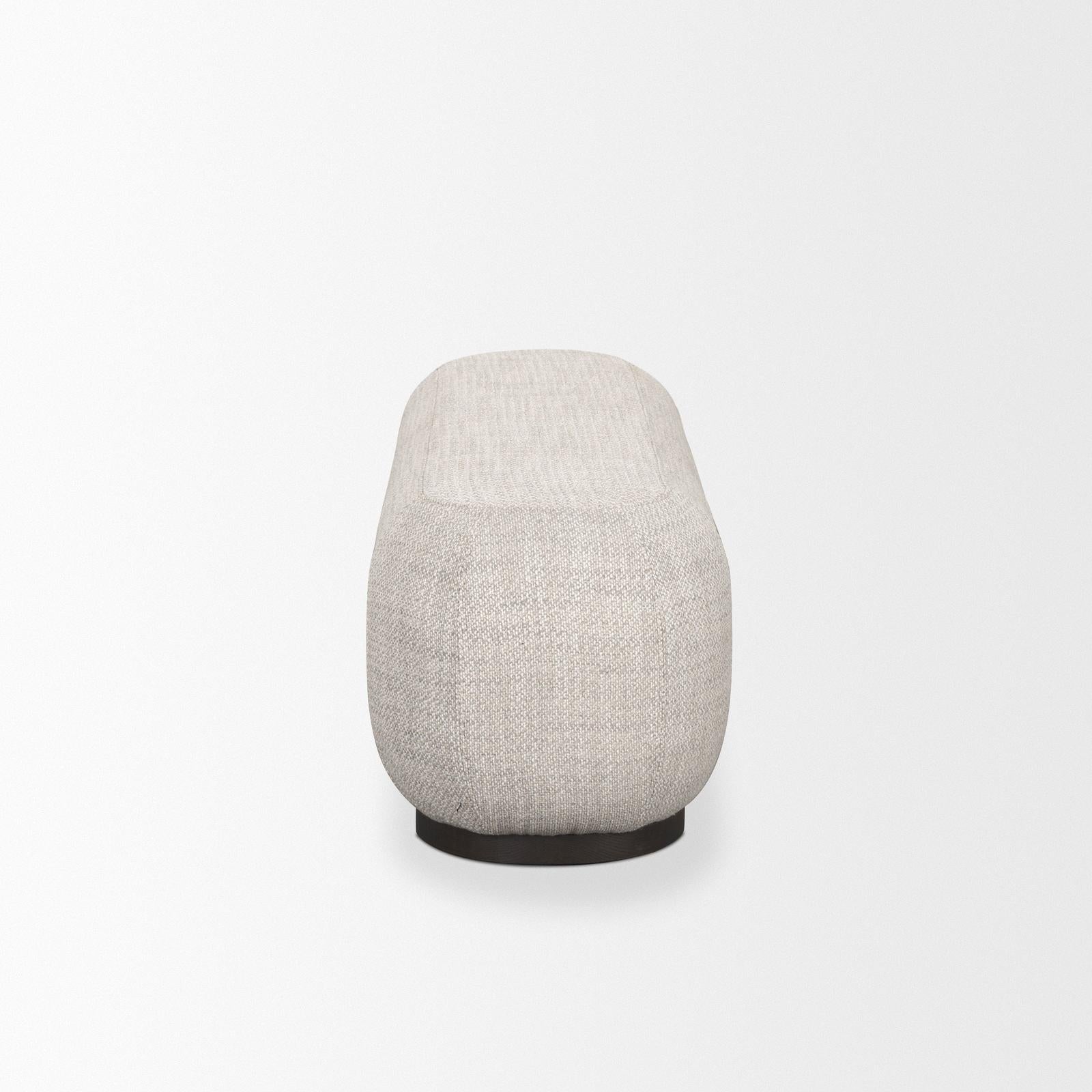 Mercana Siren Gray Fabric w/ Dark Brown Wood Oblong Bench