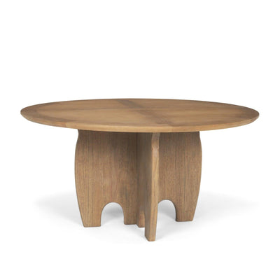 Mercana Sonomi Brown Solid Rubber Wood w/ Round Oak Tabletop Dining Table Clearance