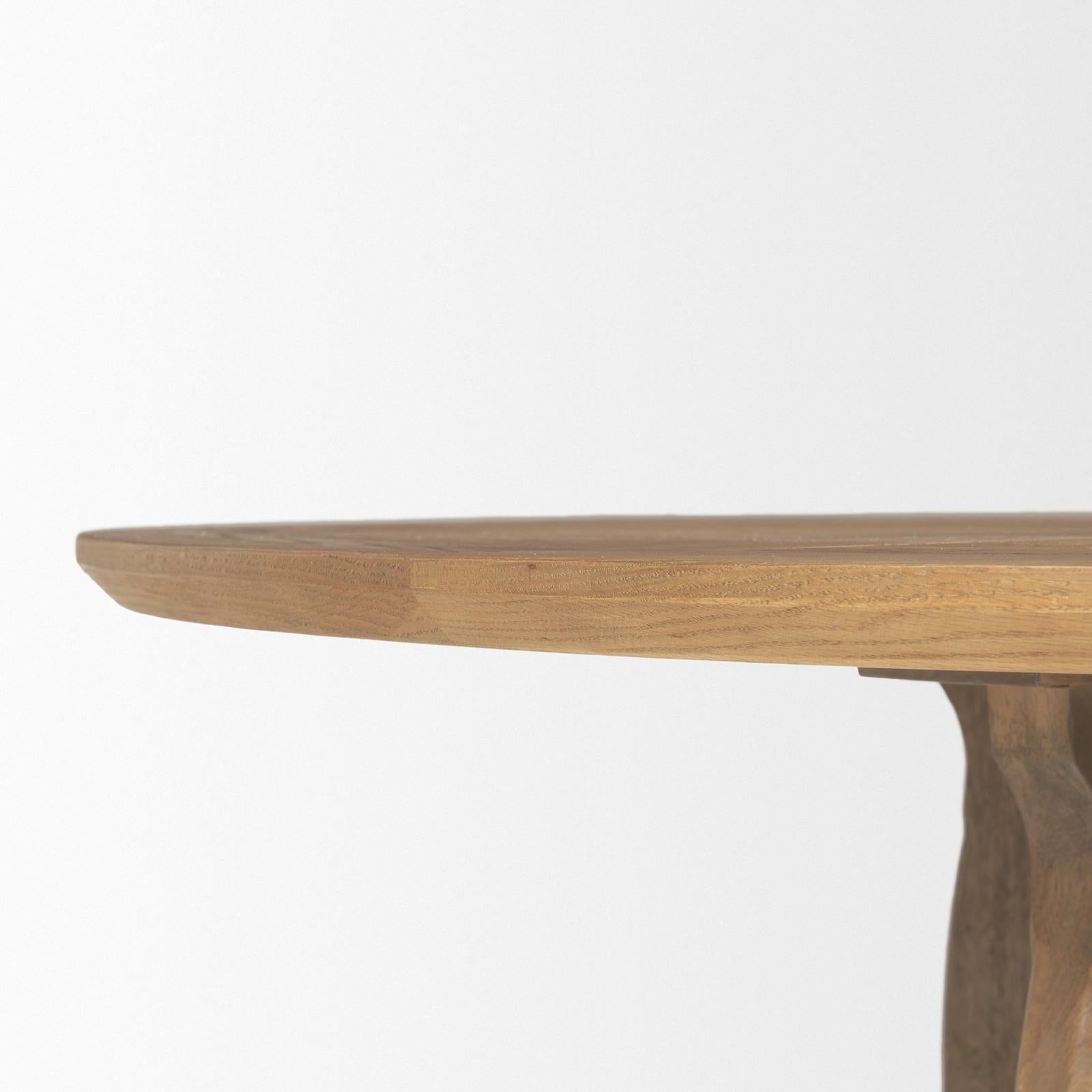 Mercana Sonomi Brown Solid Rubber Wood w/ Round Oak Tabletop Dining Table Clearance