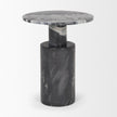 Mercana Taite Solid Dark Gray Marble Pedestal Accent Table