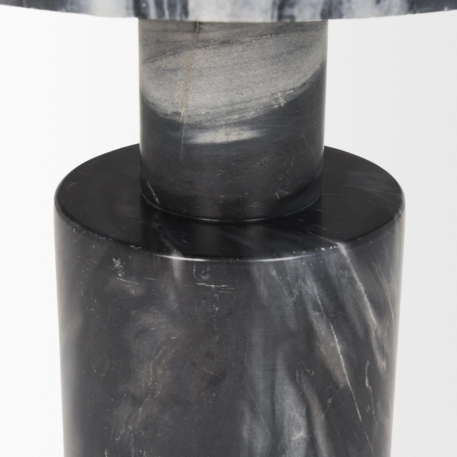 Mercana Taite Solid Dark Gray Marble Pedestal Accent Table