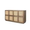 Mercana Sina Brown Oak Wood w/ Natural Rattan 4 Door Sideboard Clearance
