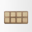 Mercana Sina Brown Oak Wood w/ Natural Rattan 4 Door Sideboard Clearance