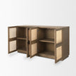 Mercana Sina Brown Oak Wood w/ Natural Rattan 4 Door Sideboard Clearance