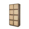 Mercana Sina Brown Oak Wood w/ Natural Rattan 2 Door Curio Cabinet Clearance