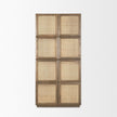 Mercana Sina Brown Oak Wood w/ Natural Rattan 2 Door Curio Cabinet Clearance