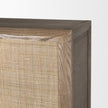 Mercana Sina Brown Oak Wood w/ Natural Rattan 2 Door Curio Cabinet Clearance