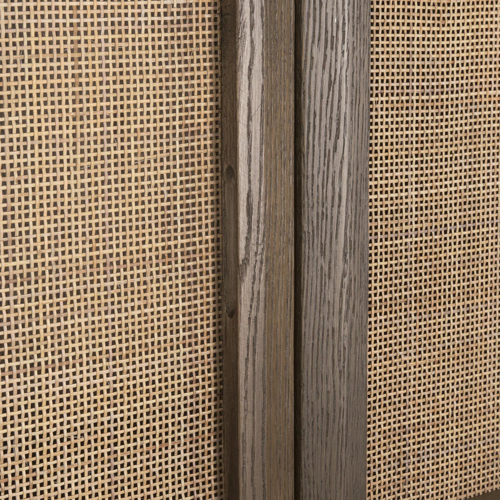 Mercana Sina Brown Oak Wood w/ Natural Rattan 2 Door Curio Cabinet Clearance