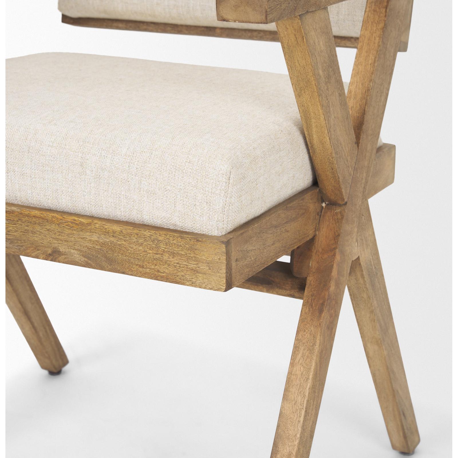 Mercana Topanga Cream Fabric Wrap Wooden Frame Dining Chair