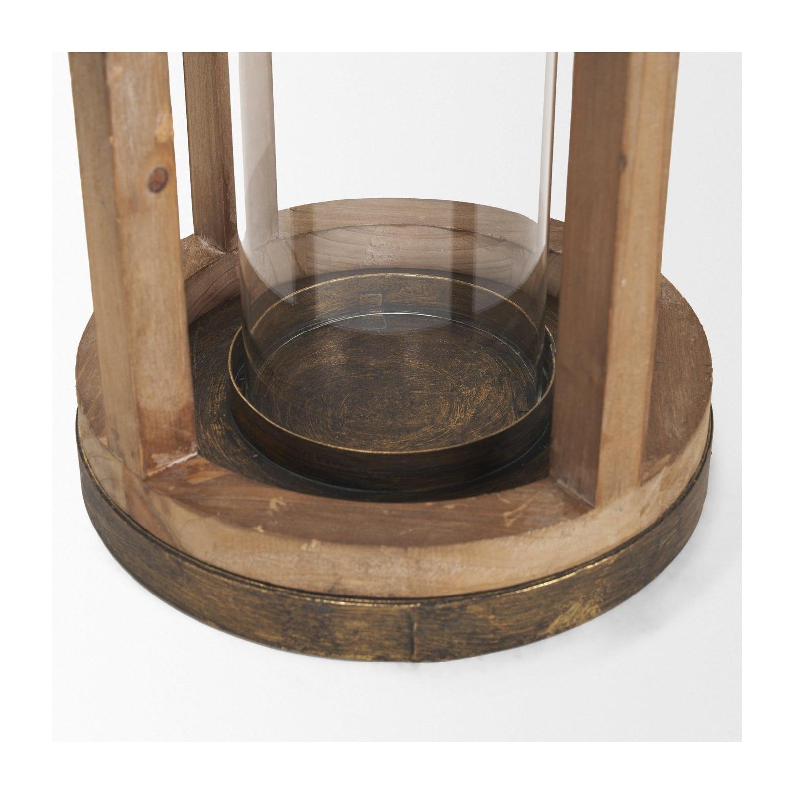 Mercana Andy Small Natural Wood Cylindrical Lantern Clearance