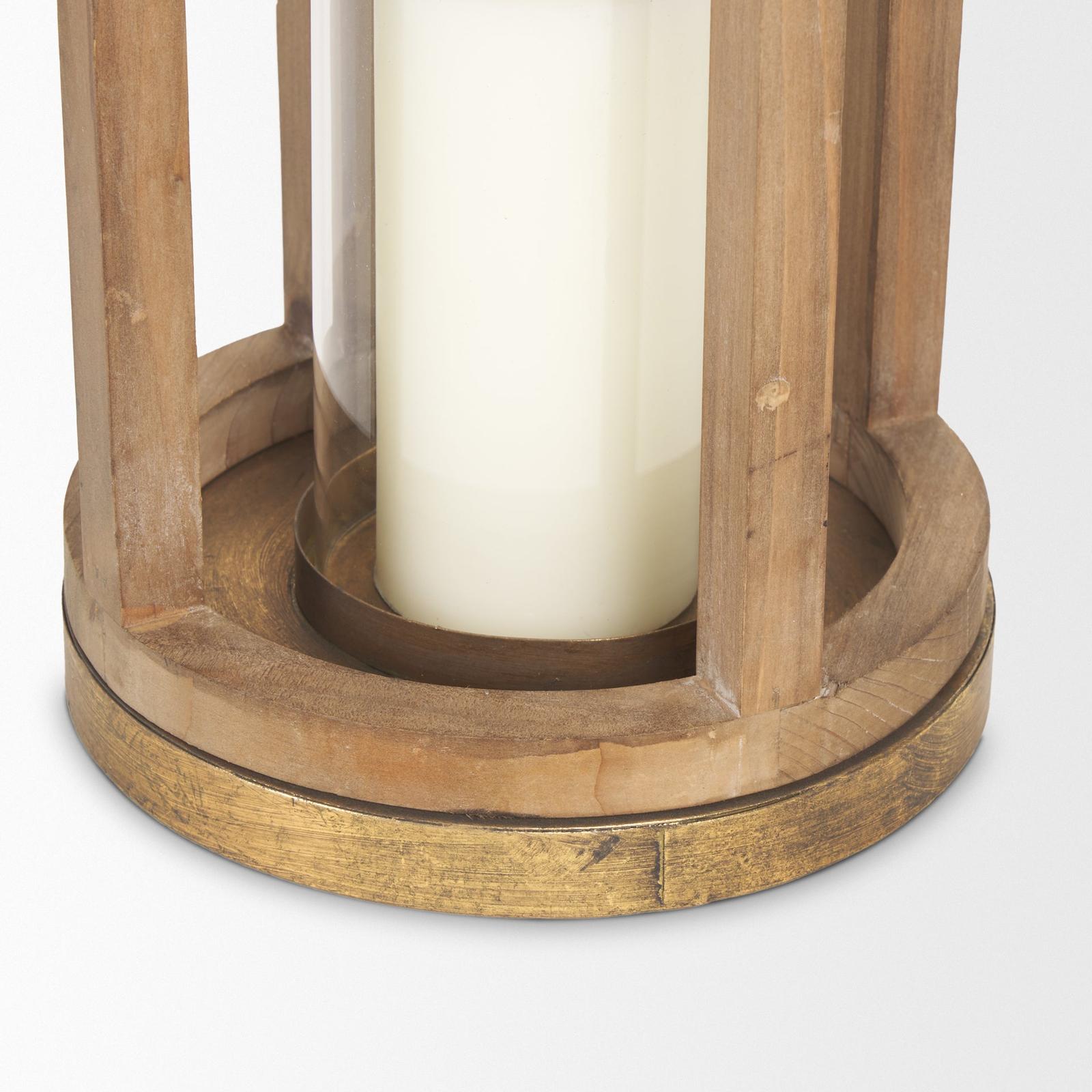 Mercana Andy Small Natural Wood Cylindrical Lantern Clearance