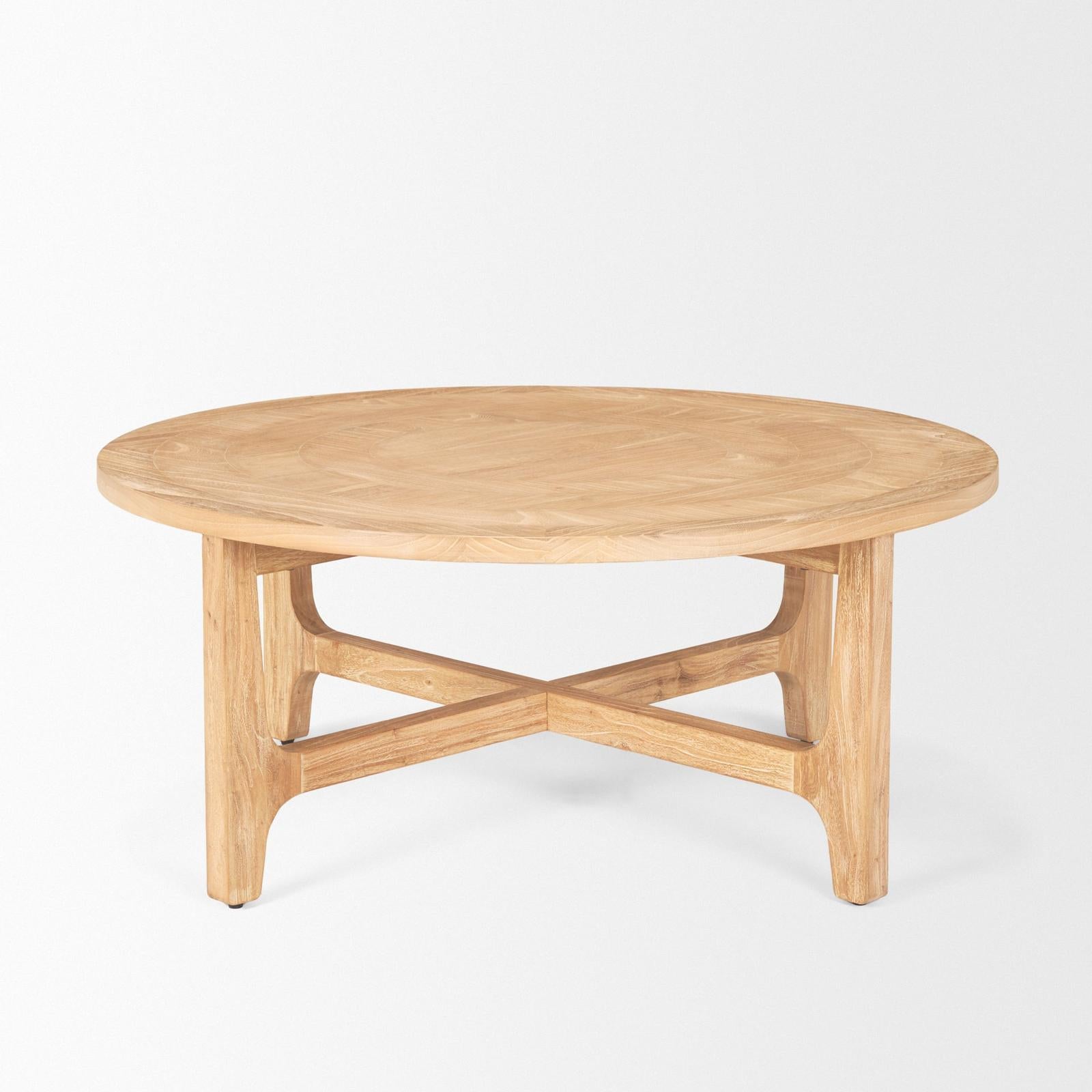 Mercana Taylin Light Brown Wood Round Coffee Table Clearance
