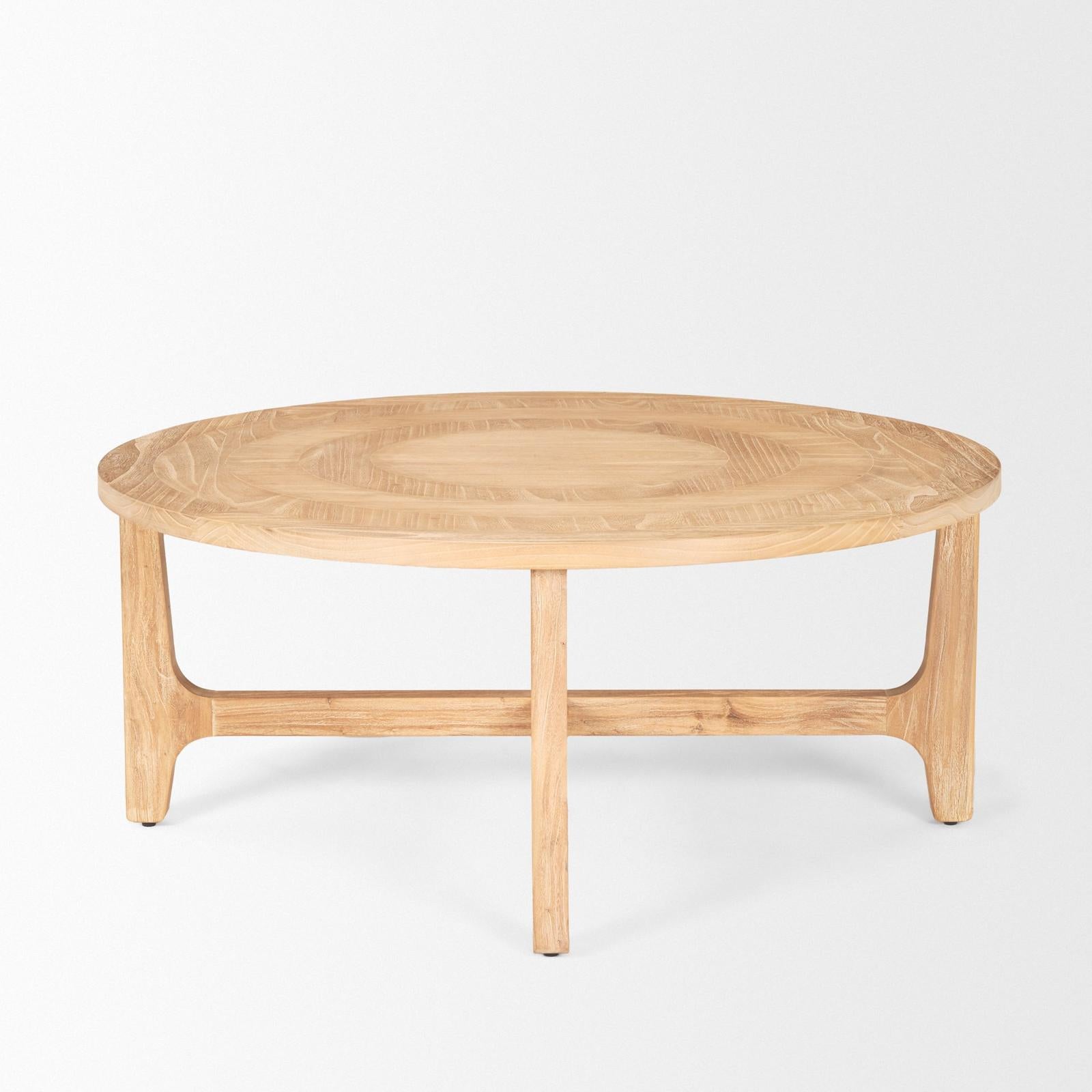 Mercana Taylin Light Brown Wood Round Coffee Table Clearance