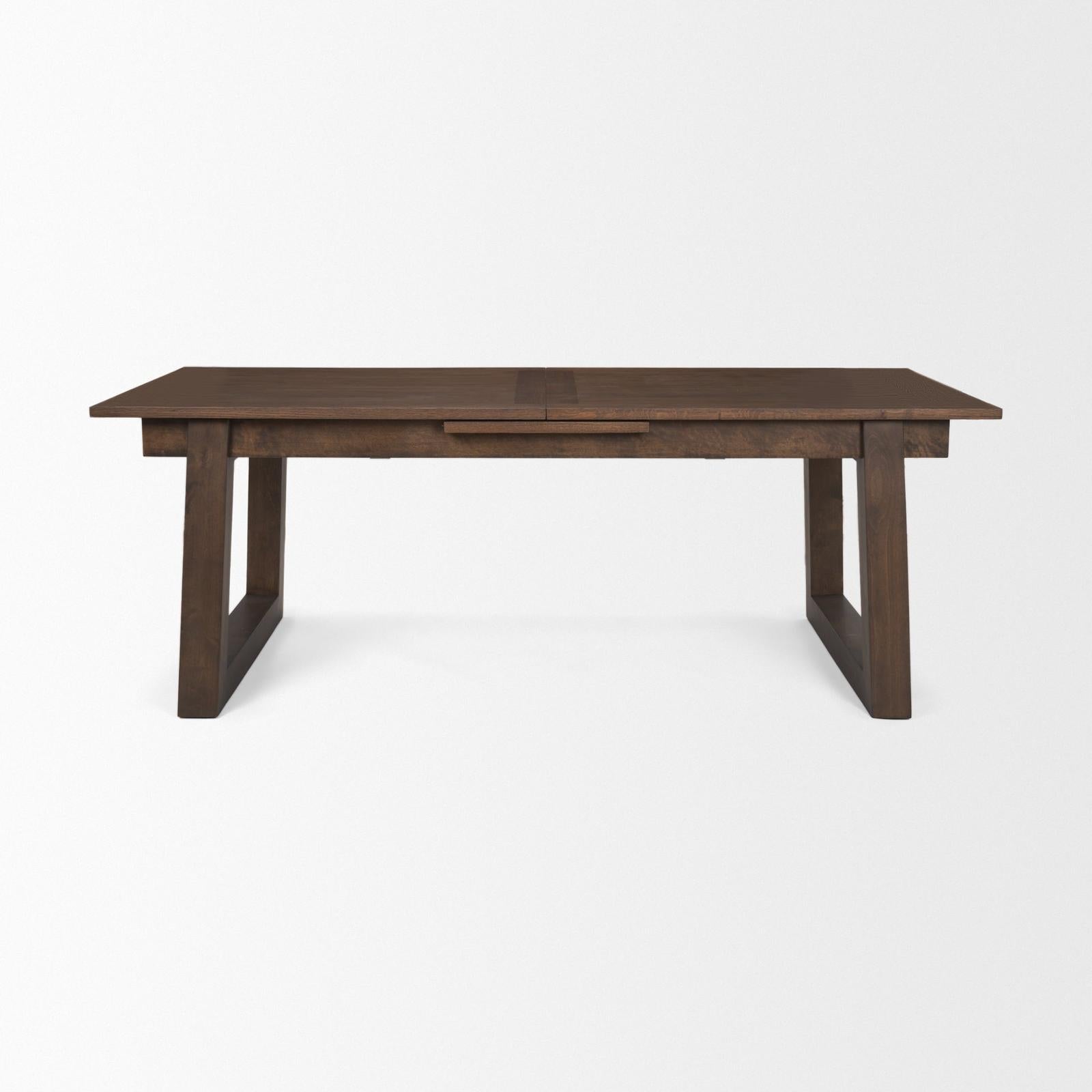 Mercana Takota Dark Brown Rectangular Oak Wood w/ Birch Wood Legs Extendable Dining Table Clearance