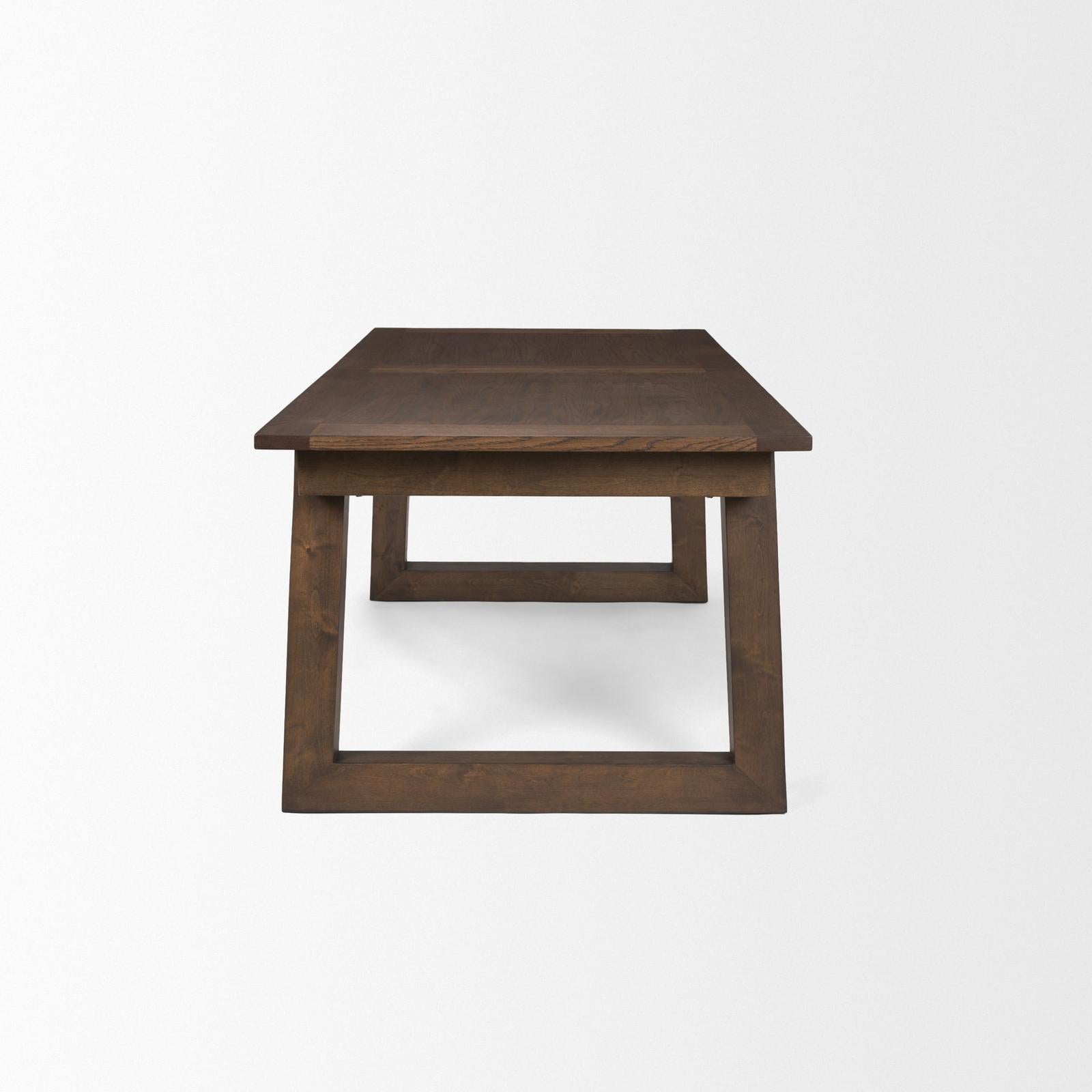 Mercana Takota Dark Brown Rectangular Oak Wood w/ Birch Wood Legs Extendable Dining Table Clearance