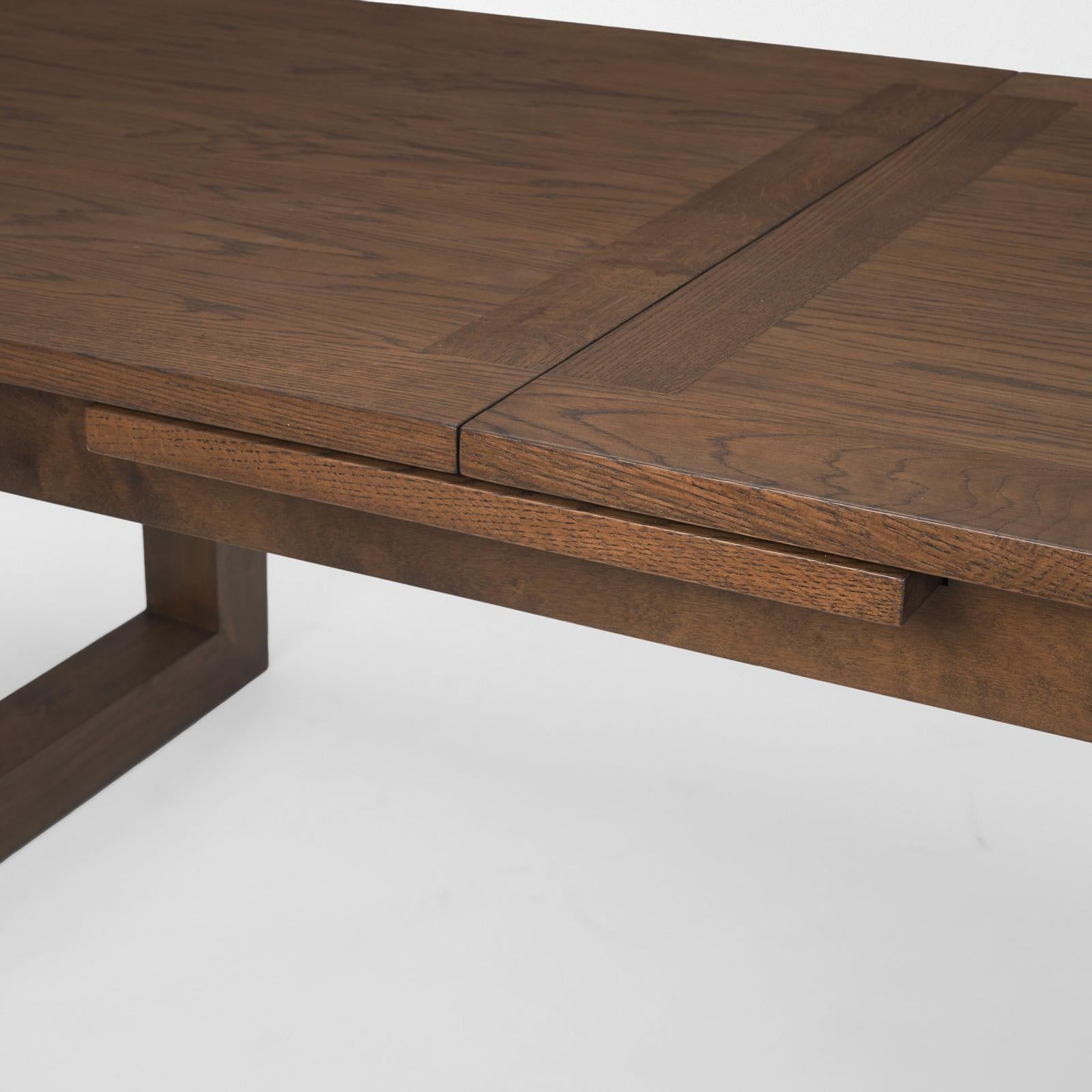 Mercana Takota Dark Brown Rectangular Oak Wood w/ Birch Wood Legs Extendable Dining Table Clearance