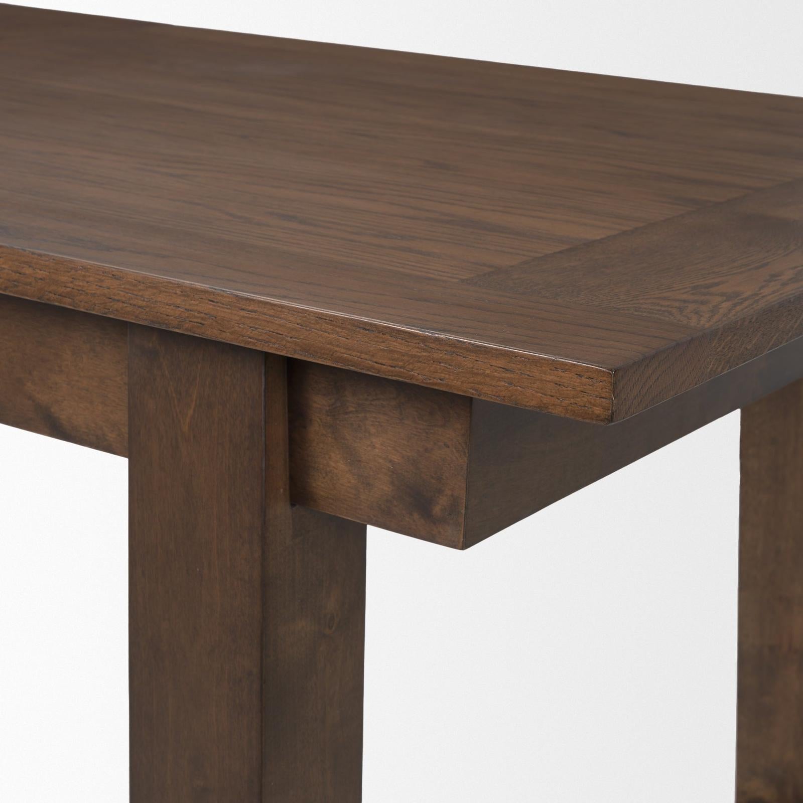Mercana Takota Dark Brown Rectangular Oak Wood w/ Birch Wood Legs Extendable Dining Table Clearance