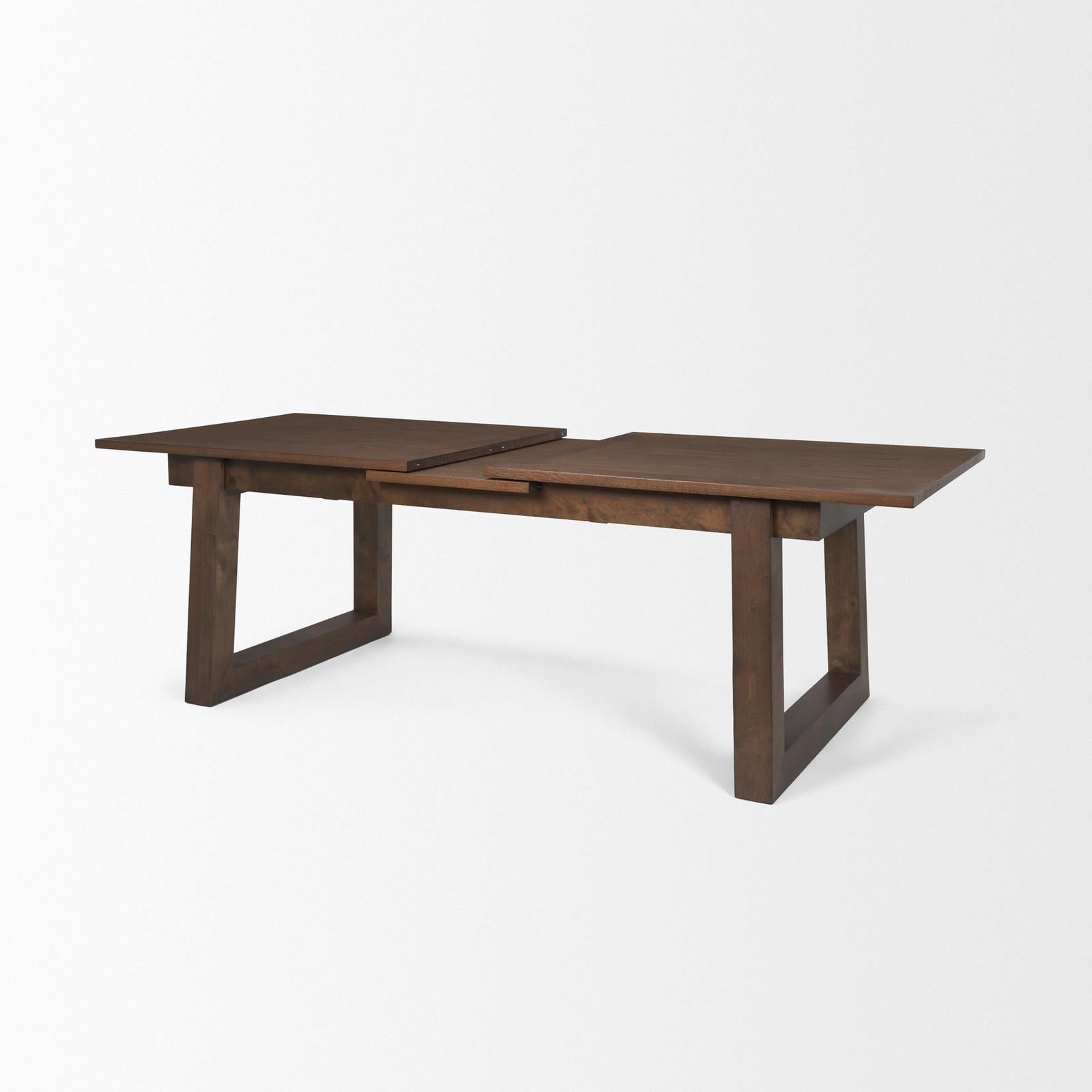 Mercana Takota Dark Brown Rectangular Oak Wood w/ Birch Wood Legs Extendable Dining Table Clearance