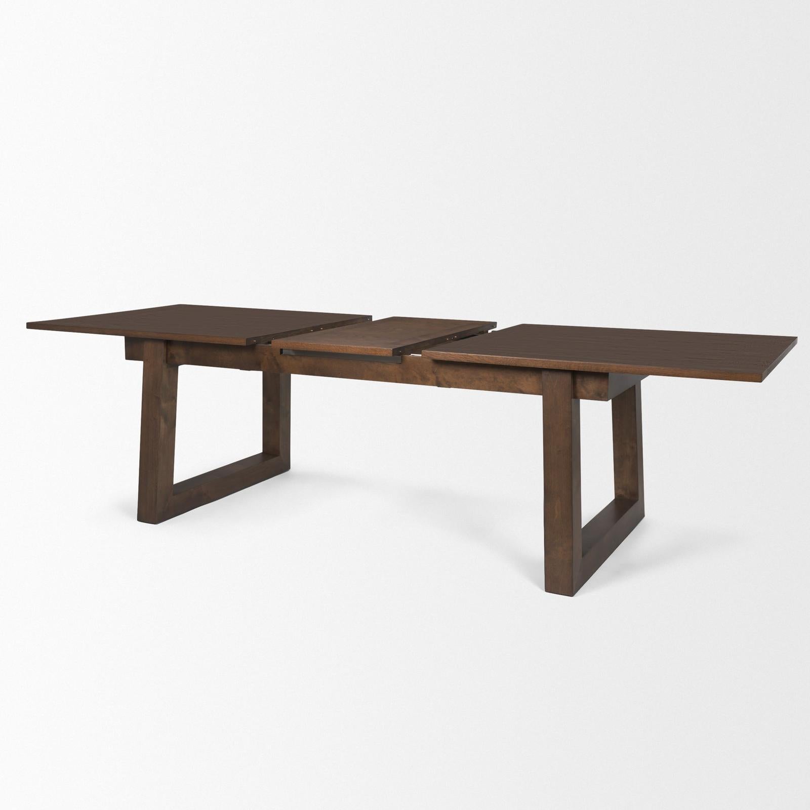 Mercana Takota Dark Brown Rectangular Oak Wood w/ Birch Wood Legs Extendable Dining Table Clearance