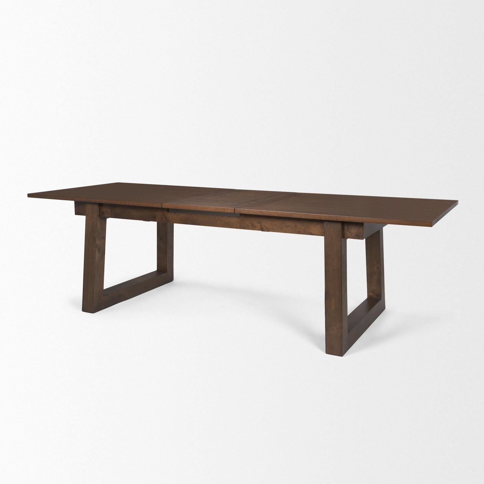 Mercana Takota Dark Brown Rectangular Oak Wood w/ Birch Wood Legs Extendable Dining Table Clearance