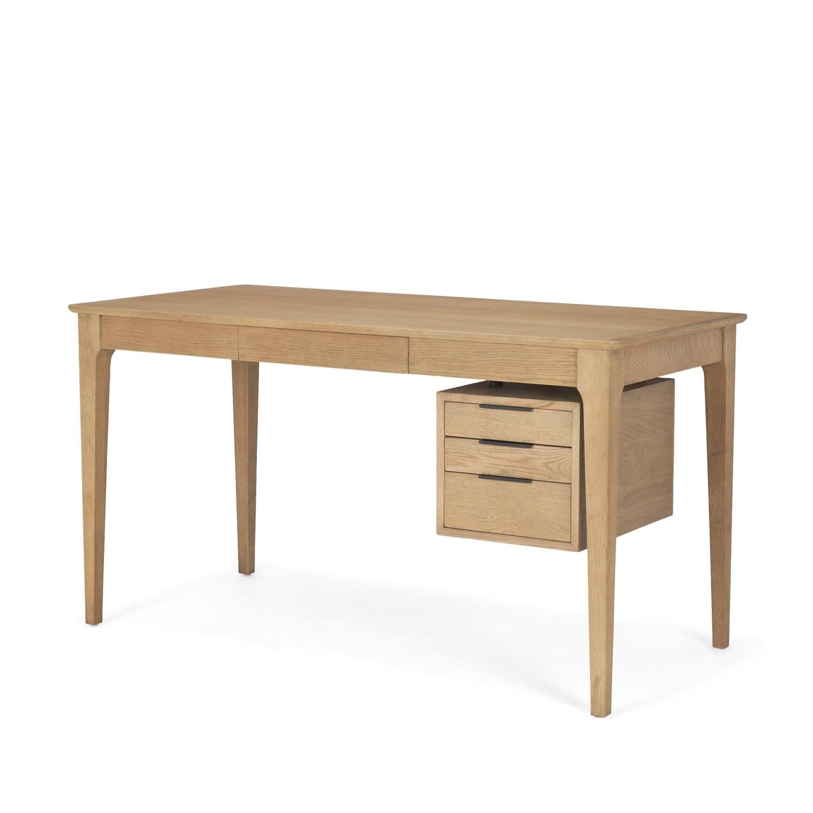 Mercana Tino Light Brown Oak Wood w/ 4 Drawers Desk