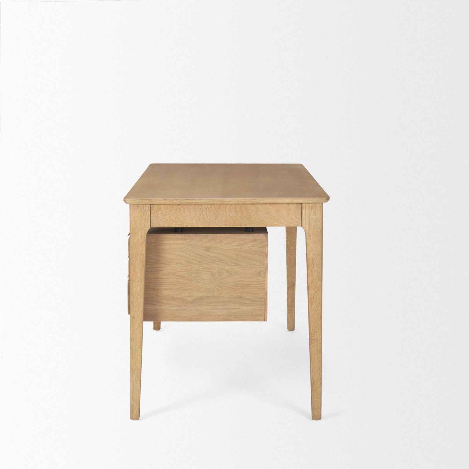 Mercana Tino Light Brown Oak Wood w/ 4 Drawers Desk